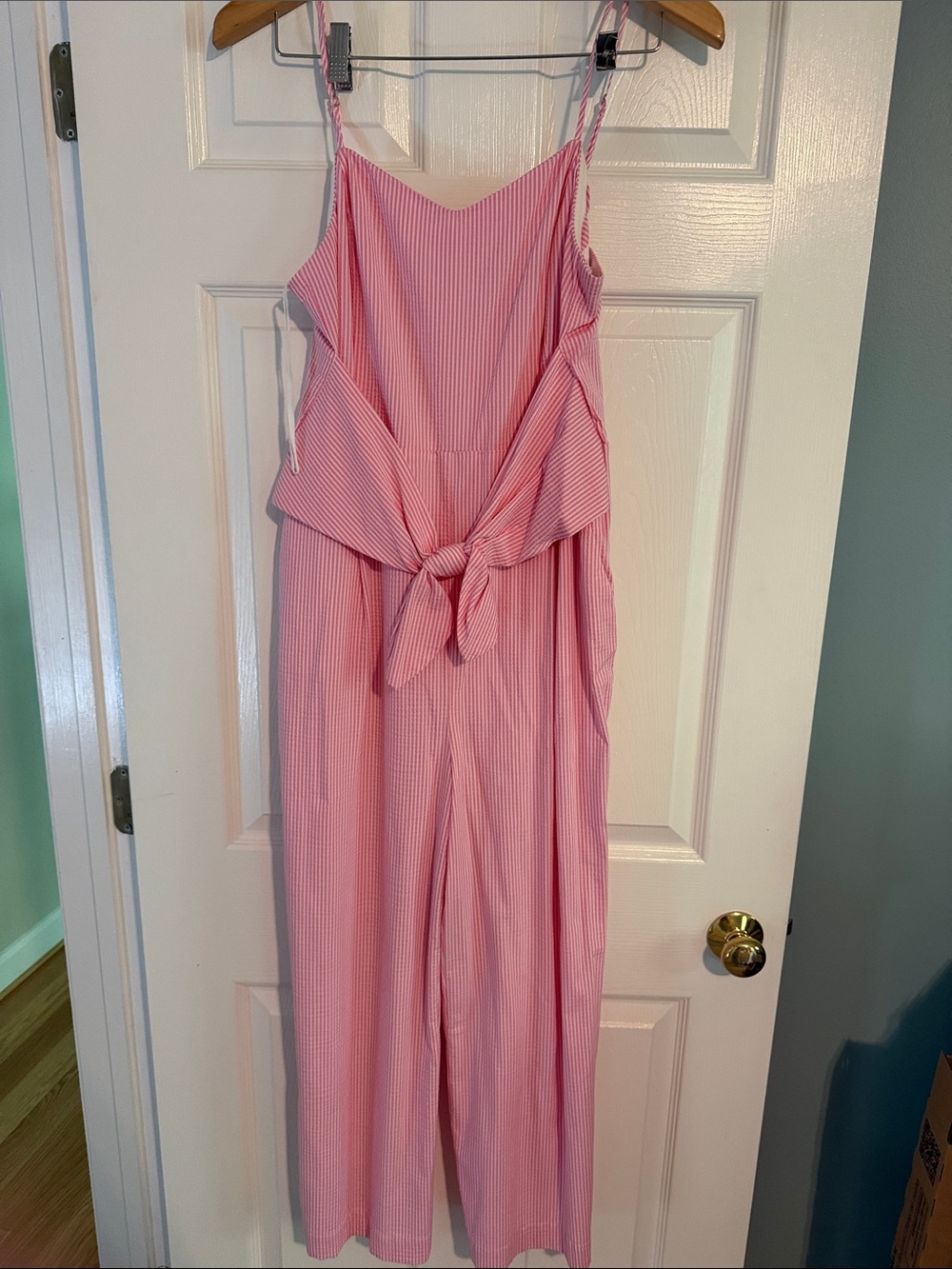Vineyard Vines Pink Striped Tie-Waist Jumpsuit